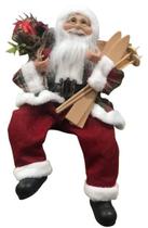 Boneco Papai Noel Com Ski Sentado 45cm Boneco Papai Noel Com Ski Sentado 45cm