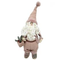 Boneco Papai Noel Em Pé Natal Rosa 43x15x13cm