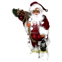 Boneco Papai Noel Natal Luxo Casaco Rose Decoração 30 Cm - TOP NATAL