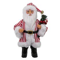Boneco Papai Noel Natal Vermelho Branco Listras Enfeite 25cm