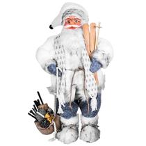 Boneco Papai Noel Prata Champanhe Luxo Decoração Natal 45cm - hOme