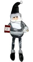 Boneco Papai Noel Prata Prateado Luxo - Decoração Enfeite De Natal Natalino Wms