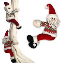 Boneco Papai Noel Segura Cortina Com Filtas autocolantes nas Mãos e Pés