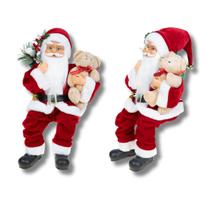 Boneco Papai Noel Sentado 40 cm Vermelho Tradicional Enfeite Natalino Premium Decoração Natal - Magizi