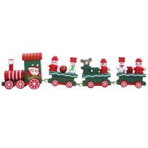 Boneco Papai Noel Trenzinho De Madeira Decor Verde Natal