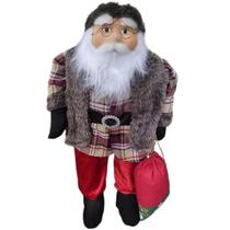 Boneco Papai Noel Xadrez Rústico - 80cm