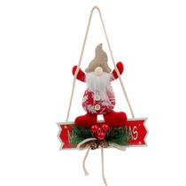 Boneco Papai Olhos Tampados Noel Placa Decoração Porta Pendurável Enfeite Natal