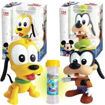 Boneco Pateta + Pluto Vinil Turma do Mickey + Bolha de Sabao Boneco Pateta + Pluto Vinil Turma do Mickey + Bolha de Sabao