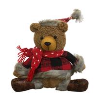 Boneco Pelúcia Papai Urso Sentado 42cm Natal Yangzi