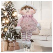 Boneco Pendente Natal Duende Mamãe Noel Rosa 30cm - Gici Christmas