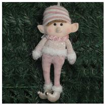 Boneco Pendente Natal Duende Papai Noel Rosa 33Cm - Gici Christmas