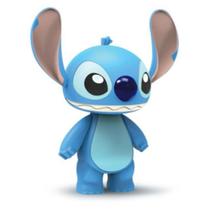 Boneco personagem stitch de plástico brinquedo 24cm azul com comida presente dia das crianças