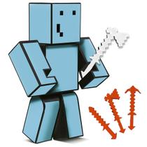 Boneco Problems Jogo Mine Youtuber com Ferramentas 15cm Craft