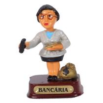 Boneco Profissional Bancária Miniatura Decoração 8cm