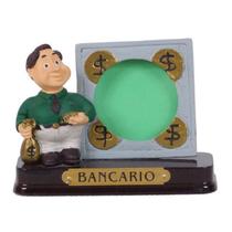 Boneco Profissional Bancario Miniatura C/ Porta Foto 8 Cm