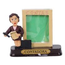 Boneco Profissional Contadora Miniatura C/ Porta Foto 8 Cm
