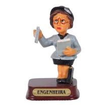 Boneco Profissional Engenheira Miniatura Decoração 8cm