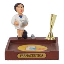 Boneco Profissional Farmacêutica Miniatura p/ Caneta e Papel
