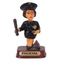 Boneco Profissional Policial Miniatura Decoração 8 cm