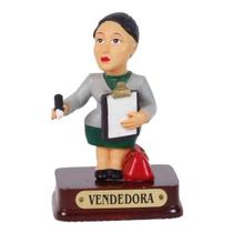 Boneco Profissional Vendedora Miniatura Decoração 8cm