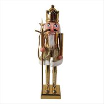 Boneco Quebra Nozes Dourado C/ Estrela Enfeite Natalino 17Cm