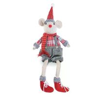 Boneco ratinho noel sentado c/ cachecol