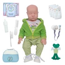 Boneco Realista Reborn Careca Roupa Sapinho + Itens