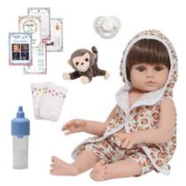 Boneco Reborn Arthur 100% Vinil Roupão Com Macaco Fofinho