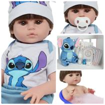 Boneco Reborn Arthur 46cm Roupa Stitch Com Pelúcia 13 Itens Boneco Reborn Arthur 46cm Roupa Stitch Com Pelúcia 13 Itens