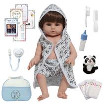 Boneco Reborn Arthur Com Saída de Banho Pandinha Pelúcia Boneco Reborn Arthur Com Saída de Banho Pandinha Pelúcia