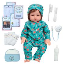 Boneco Reborn Bebê 100% Silicone Fio a Fio Pijama Marinheiro