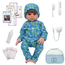 Boneco Reborn Bebê 100% Silicone Realista Dino Com Bolsa