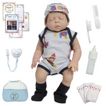 Boneco Reborn Bebê 100% Vinil Siliconado Fio a Fio Com Bolsa