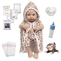 Boneco Reborn Bebê Carequinha Saída De Banho Macaquinho