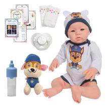 Boneco Reborn Bebê Corpo Silicone Olhos Azuis + Acessórios Boneco Reborn Bebê Corpo Silicone Olhos Azuis + Acessórios