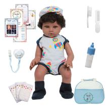 Boneco Reborn Bebê Corpo Todo De Vinil Com Bolsa Acessórios Boneco Reborn Bebê Corpo Todo De Vinil Com Bolsa Acessórios