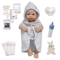 Boneco Reborn Bebê Luca Com Saída De Banho Coelhinho 43cm