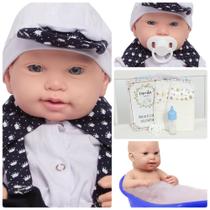 Boneco Reborn Bebê Masculino Carequinha Pode Dar Banho