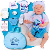 Boneco Reborn Bebê Menino Mary Realista Stitch Original Corpinho Em Silicone Com Bolsa Maternidade