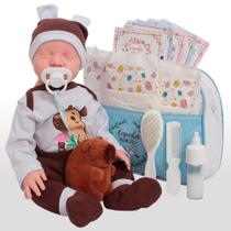 Boneco Reborn Bebê Menino Olhos Fechados Roupa Capivara