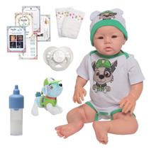 Boneco Reborn Bebê Menino Recém Nascido Carequinha Com Itens