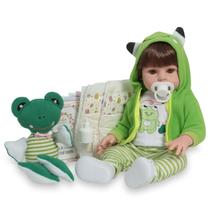 Boneco Reborn Bebê Menino Sapinho 46cm Com Pelúcia e Itens Boneco Reborn Bebê Menino Sapinho 46cm Com Pelúcia e Itens