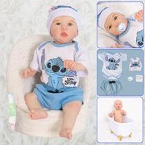 Boneco Reborn Bebê Menino Stitch Realista Original de Silicone