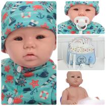 Boneco Reborn Bebê Príncipe Olhos Azuis Kit Pijama Com Itens Boneco Reborn Bebê Príncipe Olhos Azuis Kit Pijama Com Itens