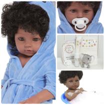 Boneco Reborn Bebê Realista Elefantinho Roupão Acessórios Boneco Reborn Bebê Realista Elefantinho Roupão Acessórios