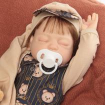 Boneco Reborn Bebê Realista Menino Fio a Fio Olho Fechado