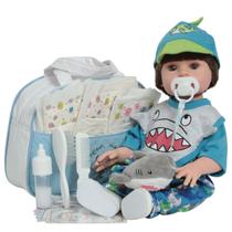 Boneco Reborn Bebê Realista Menino Tubarãozinho Bolsa Itens Boneco Reborn Bebê Realista Menino Tubarãozinho Bolsa Itens