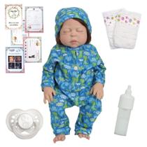 Boneco Reborn Bebê Realista Olhos Fechados Fio a Fio Dino Boneco Reborn Bebê Realista Olhos Fechados Fio a Fio Dino