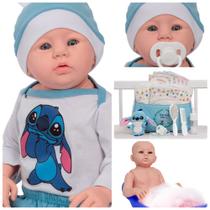 Boneco Reborn Bebê Recém Nascido Com Roupa Stitch Pelúcia