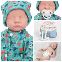 Boneco Reborn Bebê Recém Nascido Pijama Kit Itens Com Bolsa